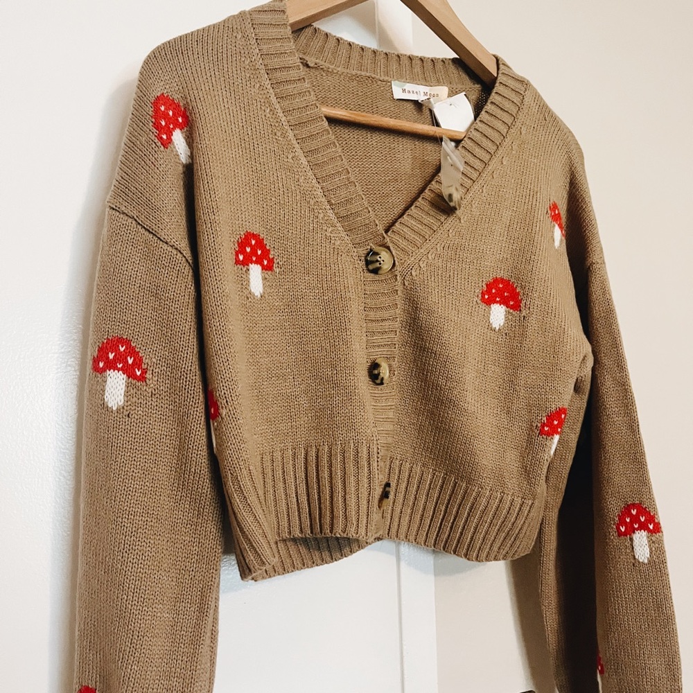 Cute mushroom knit sweater